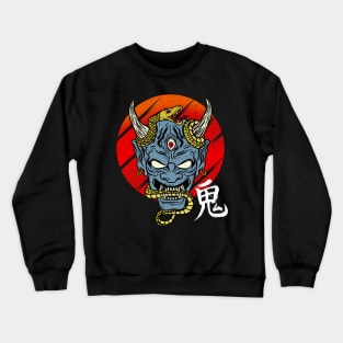 Japanese Demon Art Mask Devil Oni Harajuku T-Shirt Crewneck Sweatshirt